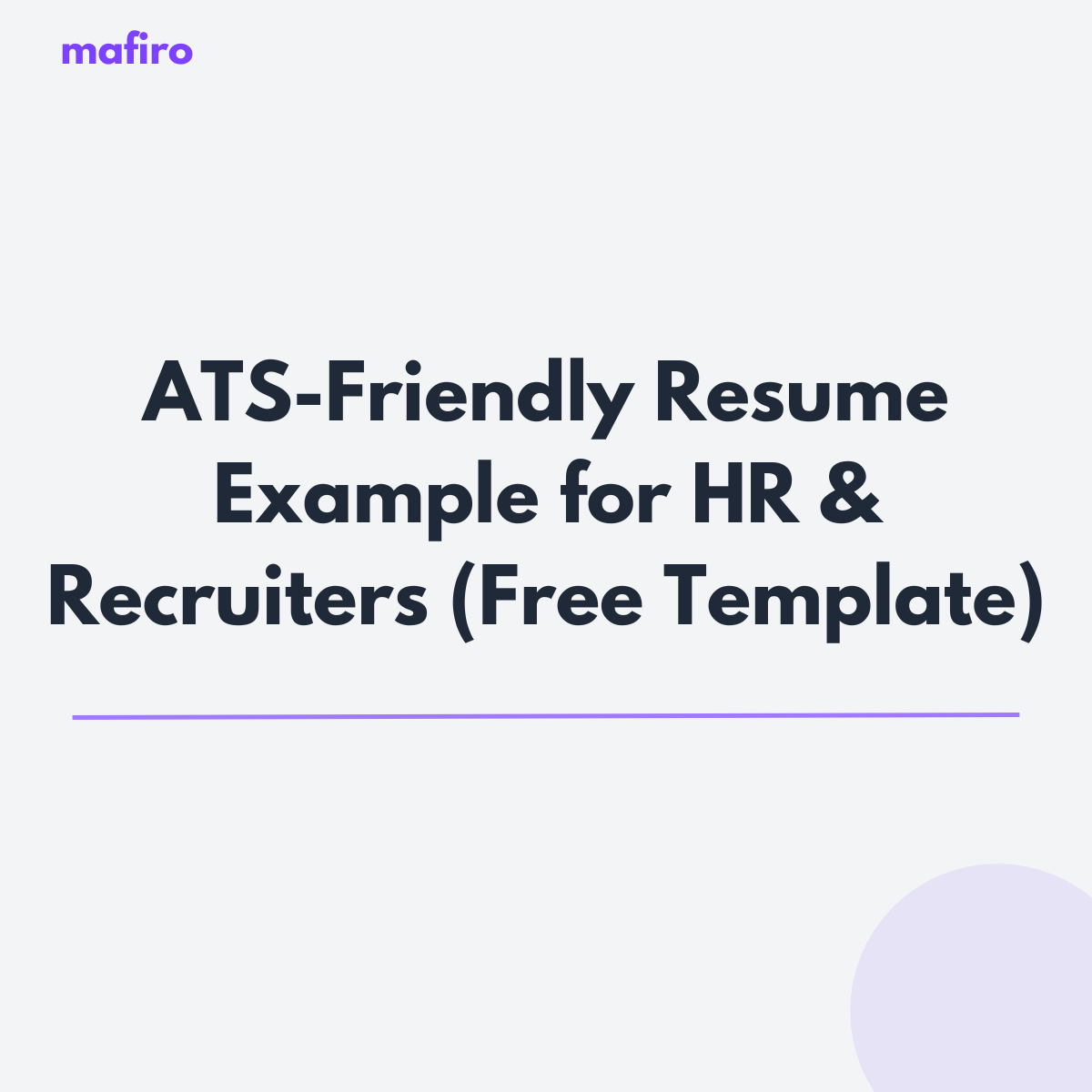ATS-Friendly Resume Example for HR & Recruiters (Free CV Template)