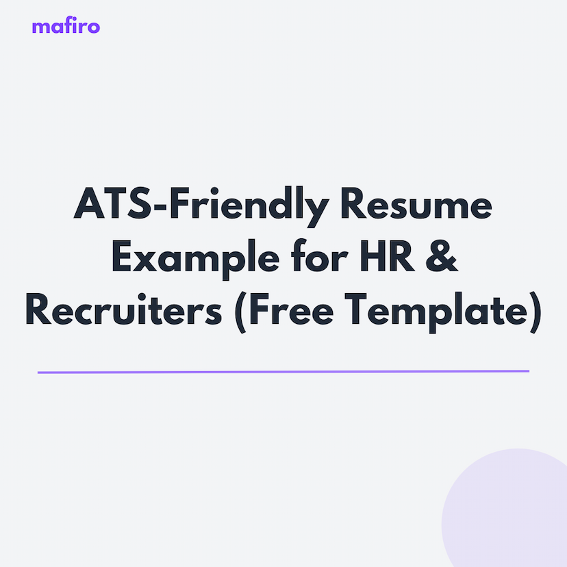 ATS-Friendly Resume Example for HR & Recruiters (Free CV Template)
