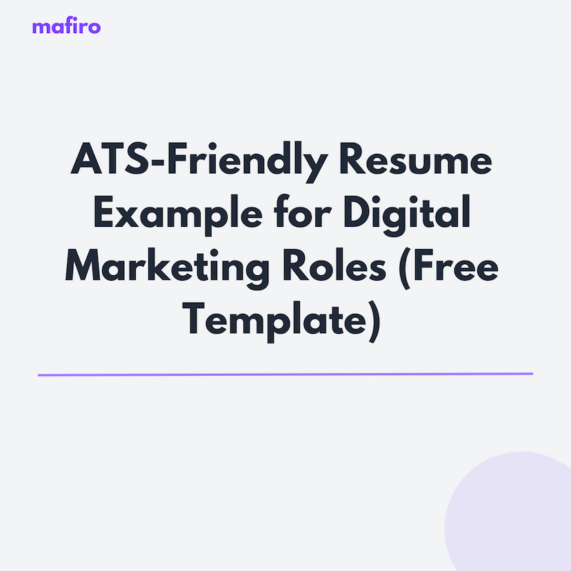 ATS-Friendly Resume Example for Digital Marketing Roles (Free CV Template)
