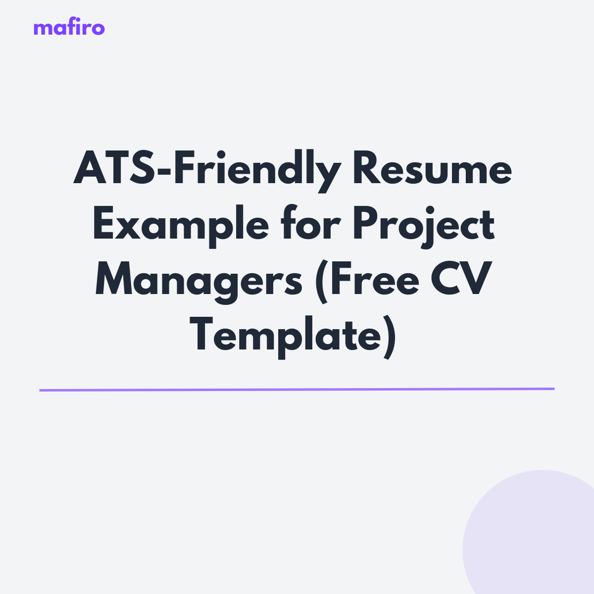 ATS-Friendly Resume Example for Project Managers (Free CV Template)